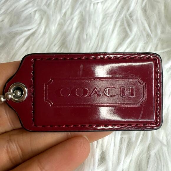 Coach Handbags - 2" COACH Burgundy Patent Leather Fob Bag Charm Hang tag Hangtag